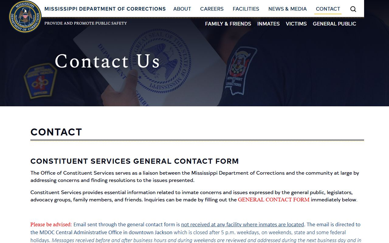 MDOC contact page for Itawamba County arrest and charge record requests