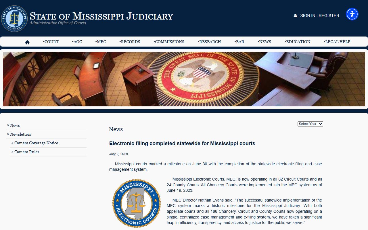 Itawamba County court dockets statewide electronic filing completion news