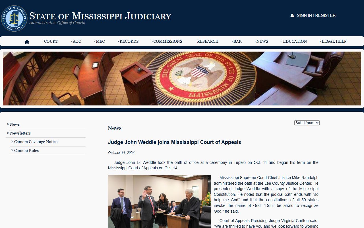 Itawamba County criminal court records and Judge John Weddle joining the Court of Appeals