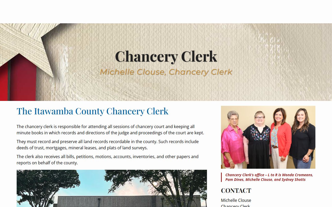 Itawamba County Chancery Clerk page with divorce and probate court records