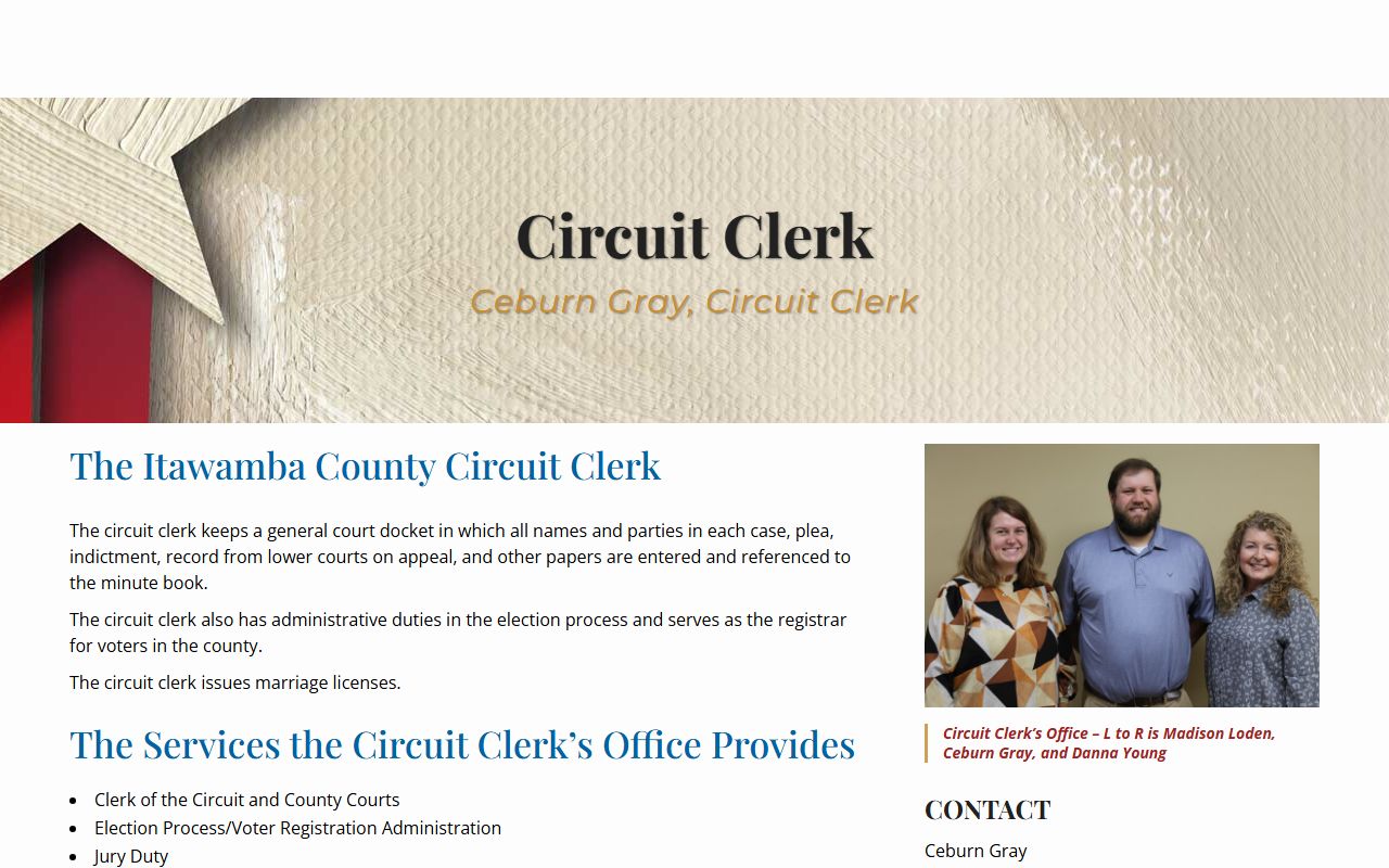 Itawamba County Circuit Clerk page for court records and case dockets