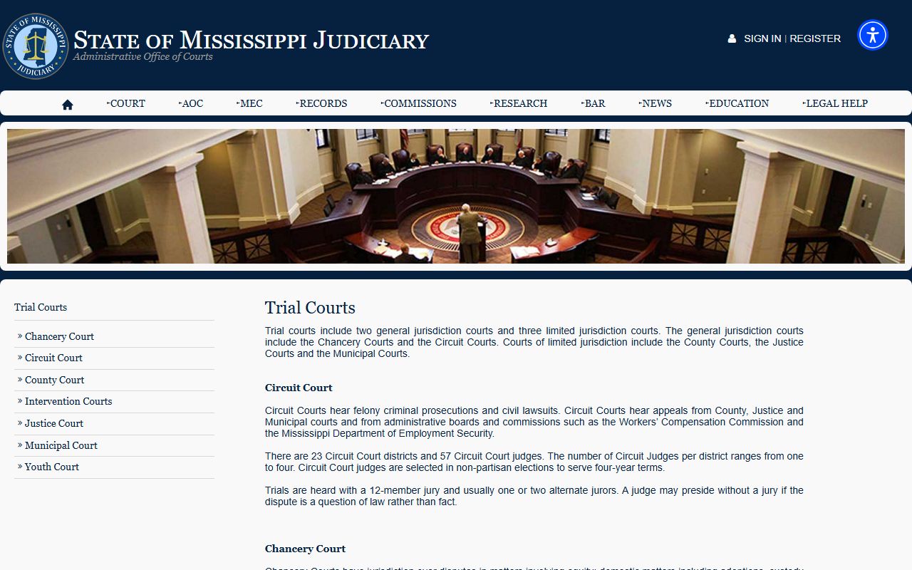 Mississippi trial court overview for Itawamba County court records