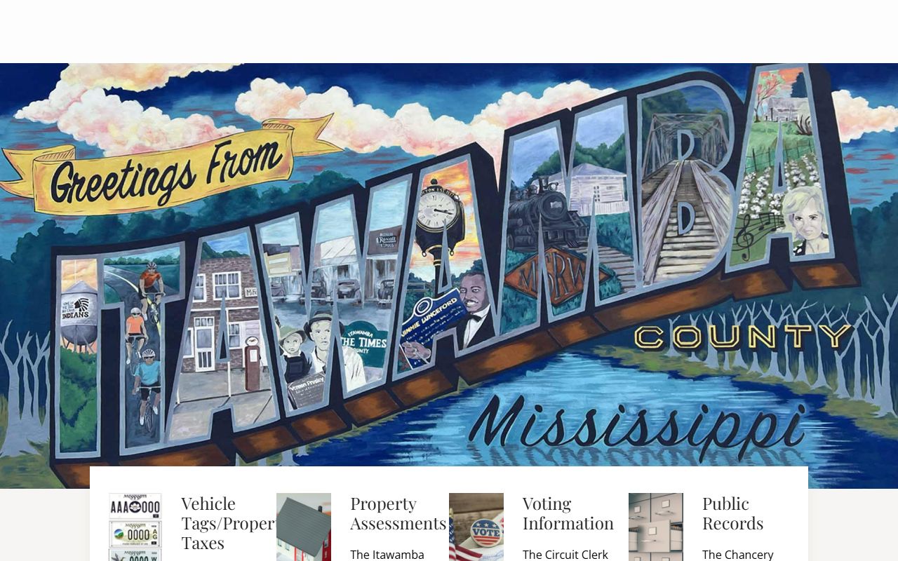 Itawamba County government homepage linking to court records offices