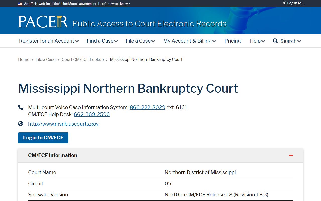 Itawamba County probate records and PACER lookup for the Northern District of Mississippi bankruptcy court