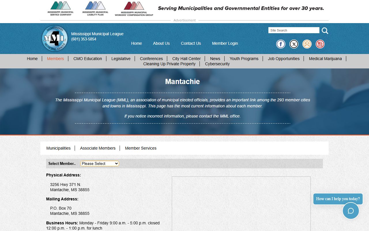 Itawamba County traffic records and the Town of Mantachie municipal listing
